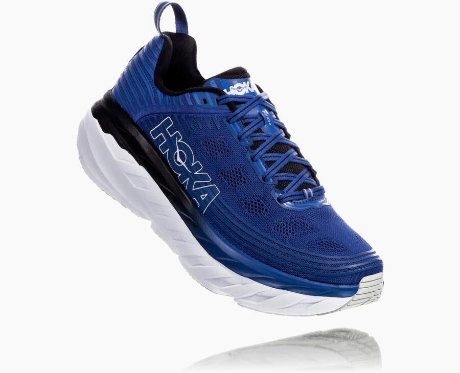 Hoka One One Bondi 6 - Men Running Shoes - Blue/White,Australia SCL-591463